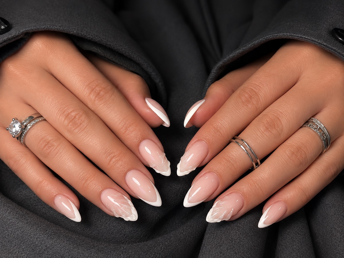 Elegante French Nails mit dezenten Relief-Akzenten